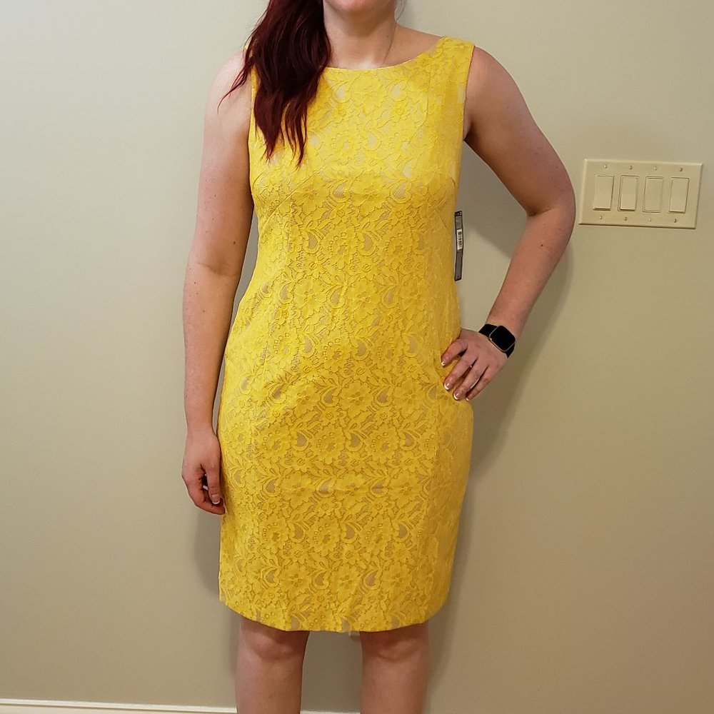 NWT Tahari Business Dress Sz. 10 Yellow Lace